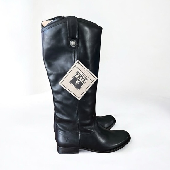 🌻NEW FRYE Melissa Button Equestrian Style Black Leather Boots || Size 5.5 - Picture 5 of 12
